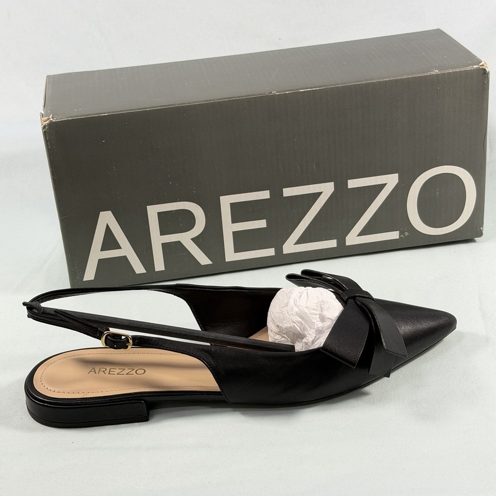 AREZZO Size-7B Women's Black Eliza Ballet Flats Slingback